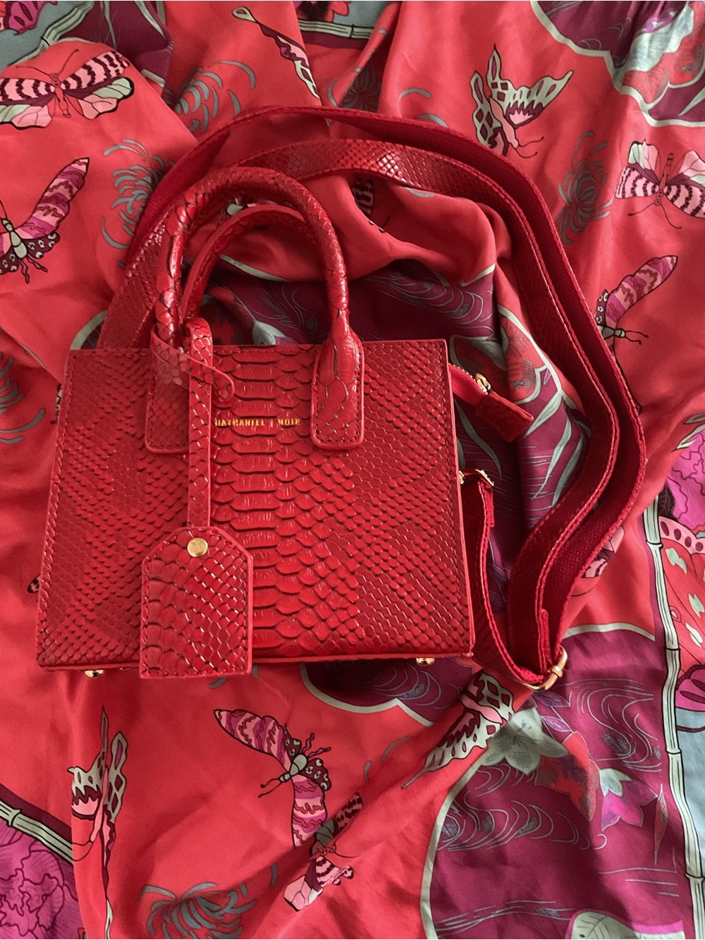 Mini Red Python Handbag by Nathaniel Noir